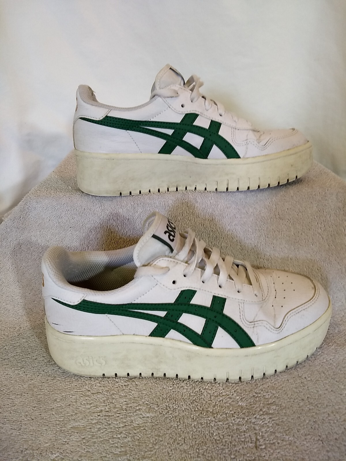 ASICS Womens Japan S Platform White Green Lifestyle Shoes, Size