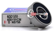 NSK 6001 VV DEEP GROOVE BALL BEARING, RUBBER SEALS 2RS 12x28x8 mm