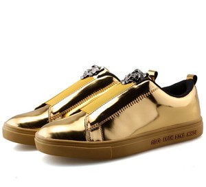 Men-039-s-Casual-Gold-Silver-Running-Sneakers-Shoes-For-Walking-Skateboarding