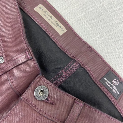 AG Adriano Goldschmied The Absolute Legging Jeans Wax Coated 26R Burgundy US EUC - Picture 4 of 11