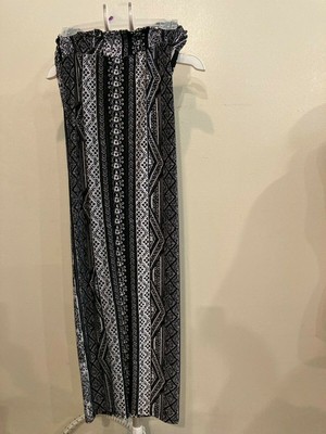 West Loop Palazzo Pants, Large, black/white pattern elastic waist stretch, NWT