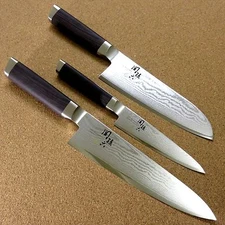 Japanese KAI SEKI MAGOROKU 3 sets Kitchen Knives Damascus Clad Steel from JAPAN