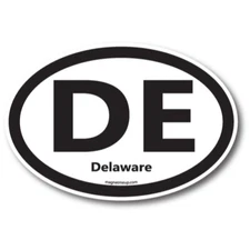DE Delaware US State Oval Magnet Decal, 4x6 Inches, Automotive Magnet for Car