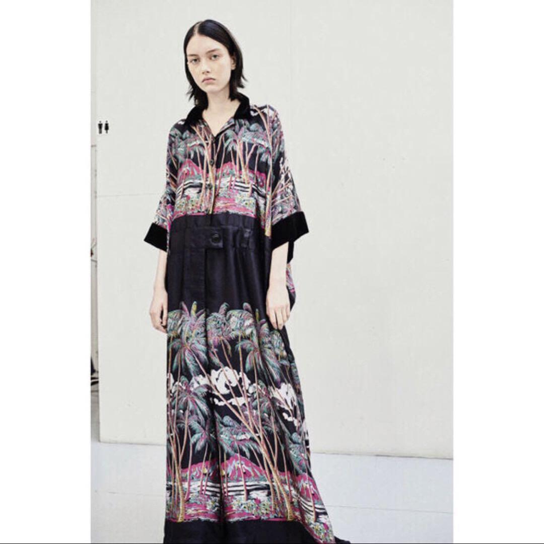 SUN SURF x SACAI Aloha Shirt Blouse Black Multi Women Size-L New