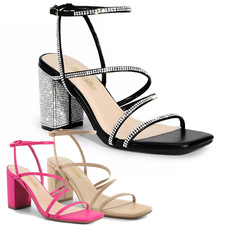 Women Chunky Block Heel Sandals Square Open Toe Summer Sandals Shoes