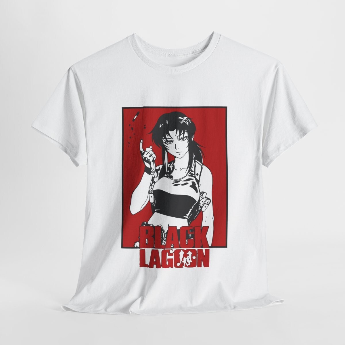 Unisex Black Lagoon Anime T-Shirt, Revy Graphic Tee Waifu Manga Shirt