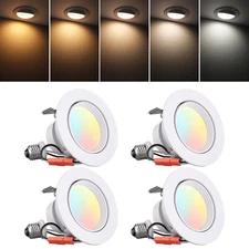 4/8-Pack 4 Inch 5CCT Gimbal LED Recessed Light Dimmable, 8W Retrofit Can Lights