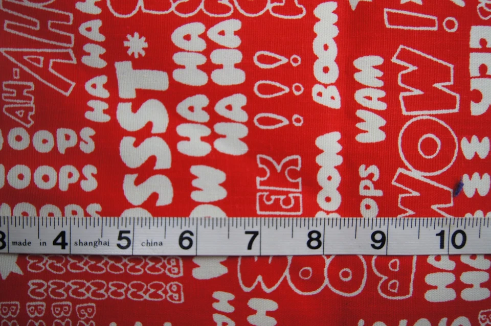 3/4 Yard White Noise Words on Red  Cotton  Canvas Fabric 28" X 44" - Image 2 of 2