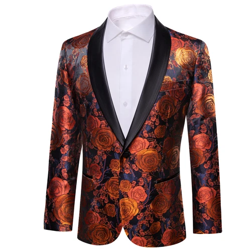 Para Hombres Floral Esmoquin Cena Chaqueta Calce Regular Chal Solapa Paisley Baile de graduación Fiesta Traje - Imagen 137 de 236