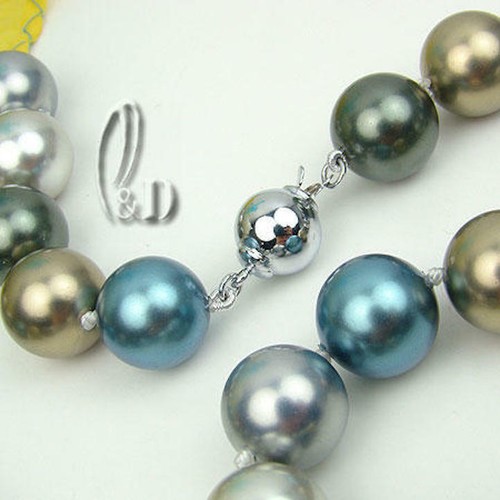 AU STOCK CHIC 12MM LARGE MULTI-COLOUR SEA SHELL PEARLS NECKLACE N001 - Picture 34 of 50