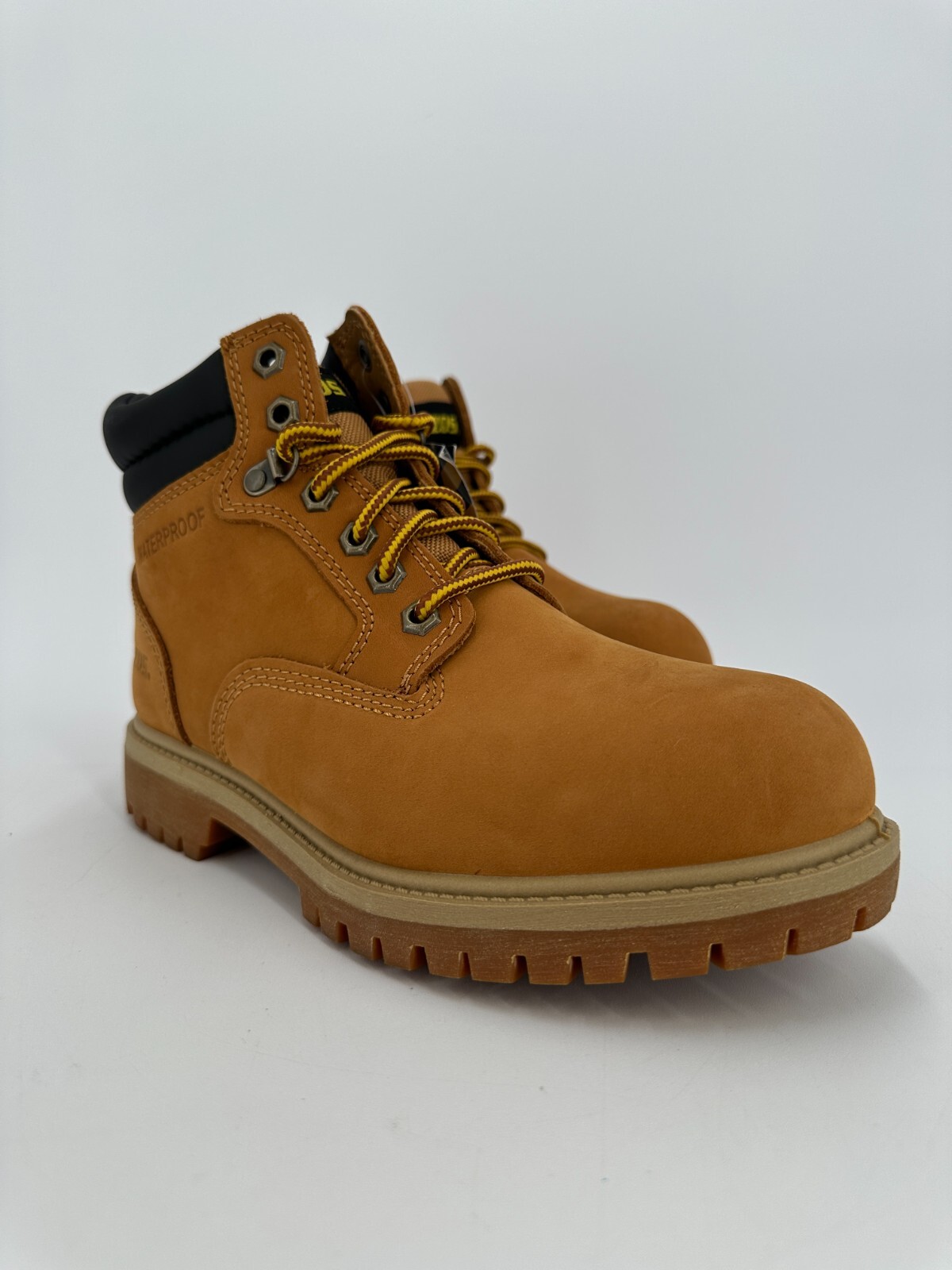 Brazos Men's Steel Toe Boots 6" Laceup Work Shoes 7.5 Wheat Nubuck