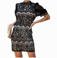 A.Calin By Flying Tomatoes Dress Size Small Black Lace Knitted Short Sleeve