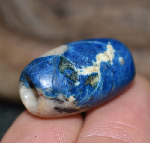 EPIC Ancient Blue Scorzalite Excavated Stone Bead Indus Valley To Mauritania