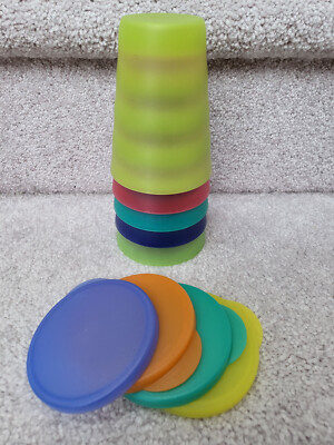 Tupperware Impression 12oz Tumblers Set Of 5 Cups with 4 Lids
