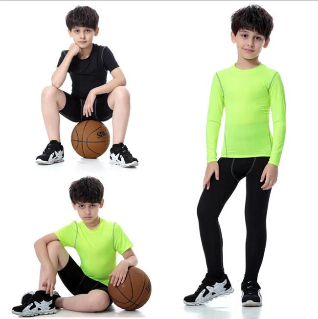 Kids Boys Sports set running Yoga suit Child Gym Fitness Tight workout  clothes