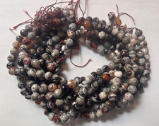FACETED 10 MM AGATE BROWN BEIGE ORANGE BEAD STRAND 14" BELOW WHOLESALE BARGAIN