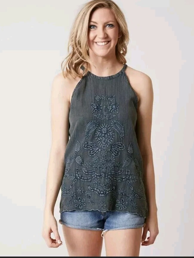 lucky brand embroidered tank top