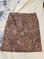 Banana Republic Womens Size 4 Pencil Skirt Brown Tan Print Back Zipper NWT 