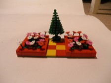 Lego stunning vintage garden moc with red flower beds chequered path flowers 