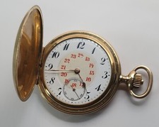 Junghans  Savonnette 3 Deckel Taschenuhr 54mm vergoldet Email Zifferblatt 24h
