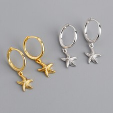 925 Sterling Silver 11mm Hoop Earrings with Starfish Charm