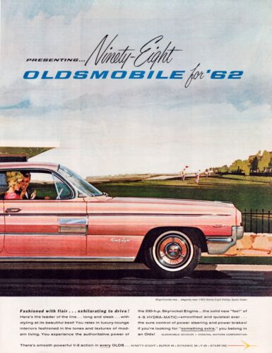 Print Ad Oldsmobile Ninety Eight 1962 2-Page Connected 21"x 13.5"
