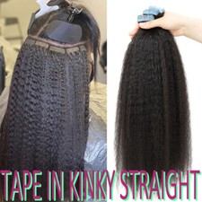 CLEARANCE Tape In Kinky Straight Virgin Remy Human Hair Extensions Double Drawn