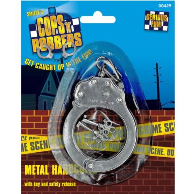Top Metall Handschellen mit Schlüssel Cops Unisex Smiffys Kostüm 2er Pack