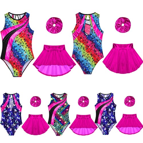 Girls Suit Workout Set Performance Outfit Skirt Competitions Bodysuit Uniform - Picture 5 of 25
