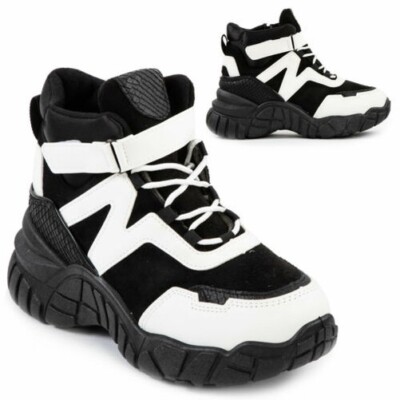 Damen Sneakers Multicolor Flatform Plattform Mit Schnürsenkeln TOOCOOL SG-12