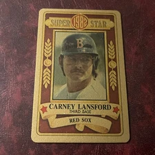 1982 Perma-Graphics Topps CARNEY LANSFORD Credit Card GOLD PARALLEL #15 RED SOX