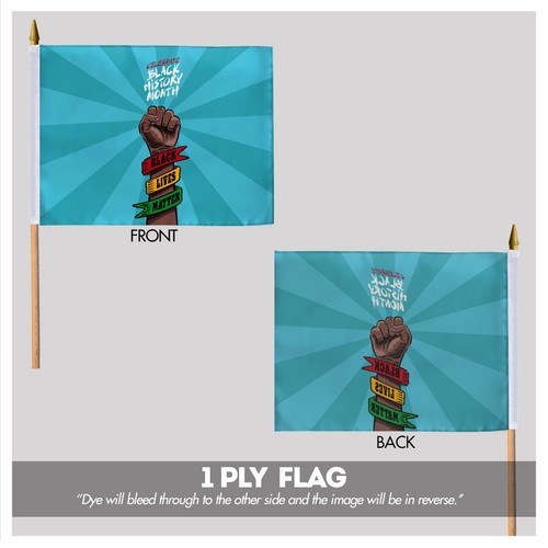 Premium Handheld Black History Month Stick Flags 12"x18" In Wood Stick Spear Top - Picture 5 of 6