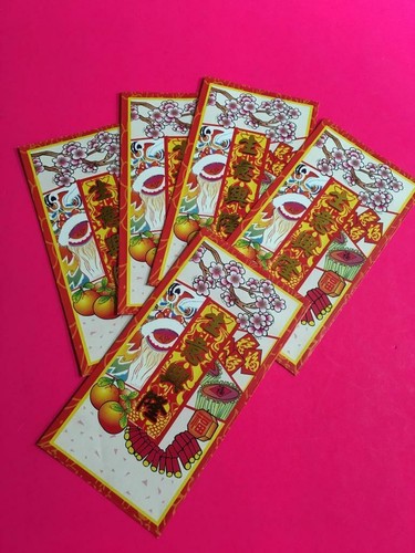 CHINESE LUNAR NEW YEAR WISHES DECO RED POCKET MONEY ENVELOPES INSERT HONGBAO - Picture 2 of 3