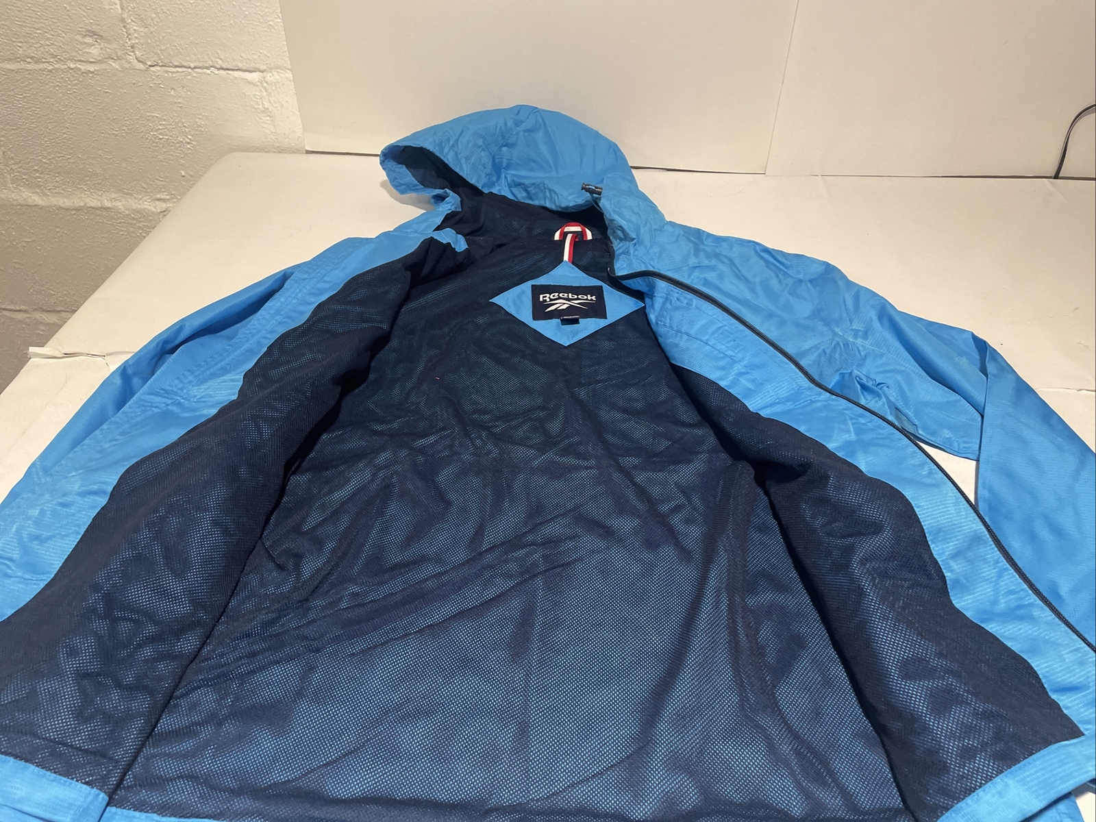 Reebok Jacket Windbreaker Men's Blue Outerwear Full Zip Hooded Golf New Large thumbnail 10