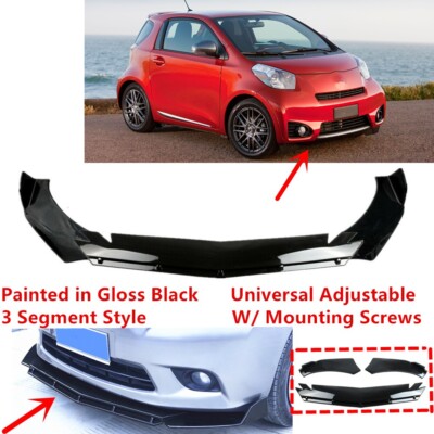 Add-on Universal For 2012-2015 Scion iQ Glossy Black Front Bumper Lip Splitter
