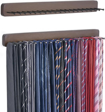2 Packs Tie Rack Wall Mounted Belt Hanger Holder Rustic Wood Tie Organizer for M