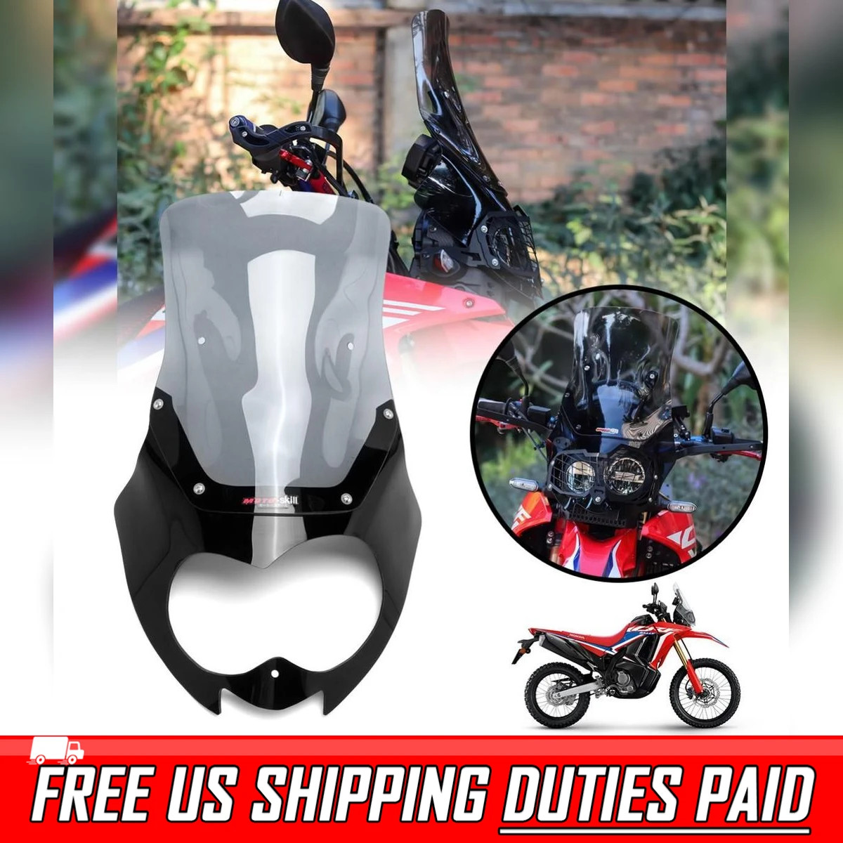 CRF250 RALLY スクリーン　スモークシールド MOTOSKILL（モートースキール） Windshield 2 tone CRF250 Rally