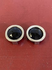 VINTAGE SET OF (2) GLASS BLUE DOT TAIL LIGHT CENTER GEMS WITH BEZELS.