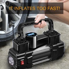 Mini compresor de aire 12V 150PSI doble cilindro inflador de neumáticos de alta resistencia con LED