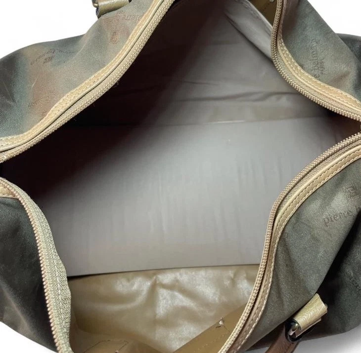 Винтажный PIERRE BALMAIN Париж спортивная сумка багажа путешествий Weekender коричневый текст логотип - Изображение 4 из 4