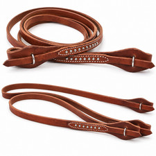 Horse Western Challenger Made Leather Quick Change Barrel Contest Reins Brass