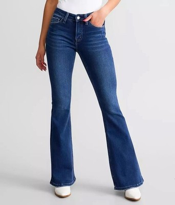 NWT Vervet Blue Alison Mid Rise Flare Jeans Size 28 Classic Stretch Boho Casual