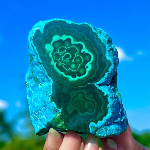236G Natural Chrysocolla/Malachite transparent cluster rough mineral sample