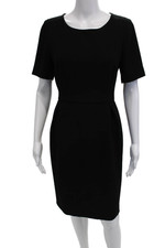 J Crew Womens Sheath Dress Black Short Sleeve Mid-Calf Size 8
