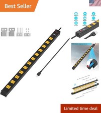 Industrial 12-Outlet Wall Mount Power Strip with 1800 Joules Surge Protection