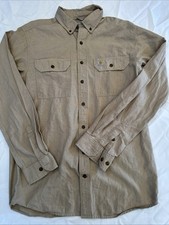 Carhartt Shirt Mens Large Beige Relaxed Fit Long Sleeve Button Down