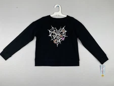 Cat & Jack  Girls Sparkle Spider Web Heart Sweatshirt Size MEDIUM (8)