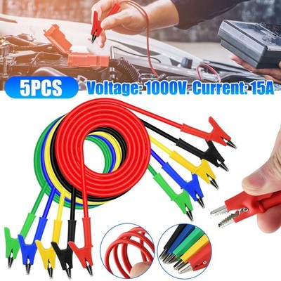 5 PCS 30V 15A Alligator Clips Electrical Test Leads with Jumper Wires & cables