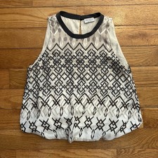 Brunello Cucinelli Silk Printed Sleeveless Top Blouse Made In Italy XS