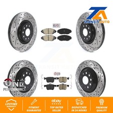 Front Rear Ceramic Pad Drill Slot Brake Rotors Kit For Audi Q3 Volkswagen Golf R